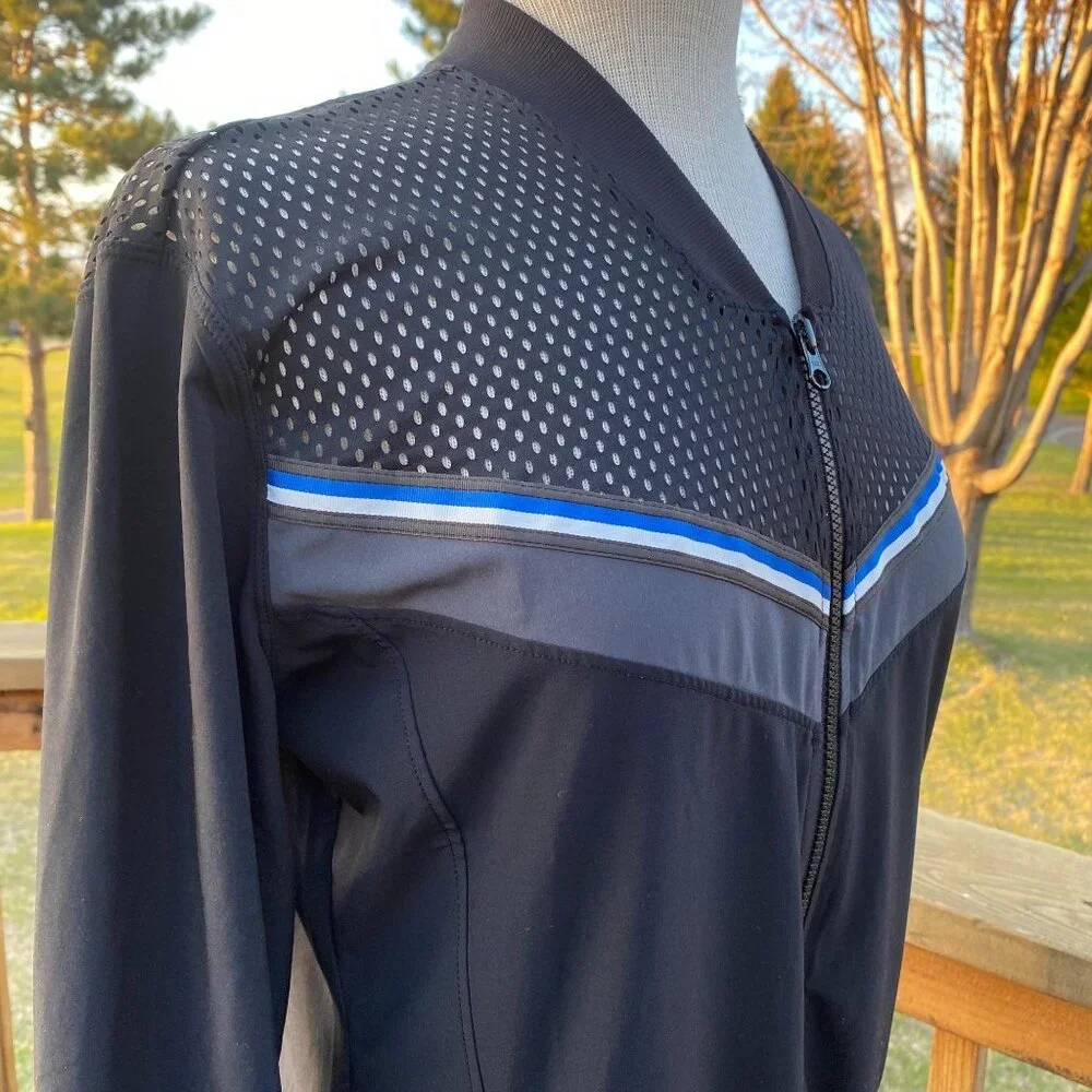 Z by Zella Women’s Main Event Mesh Yoke Top Track Jacket Medium Black Full Zip - Picture 8 of 13